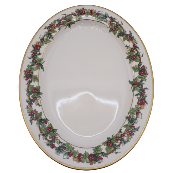 Royal Gallery The Holly and the Ivy Christmas Oval Platter 16" – 1993 Holiday Se - Picture 3 of 11